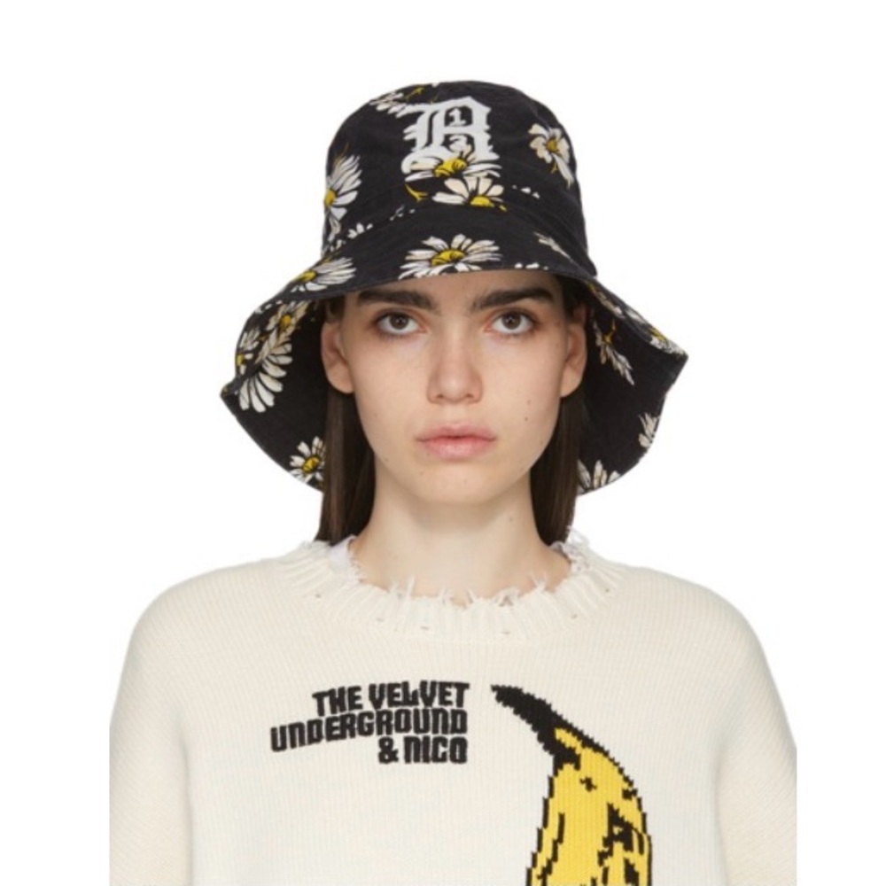 R13 Oversized Daisy Print Bucket Hat